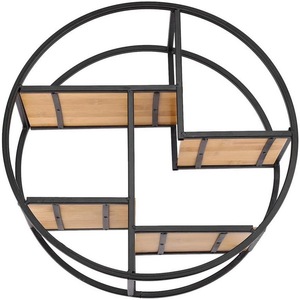 Circle Metal Iron Craft Display Rack Wood <strong>Wall</strong> <strong>Storage</strong> <strong>Unit</strong> for Bedroom Kitchen Office Bathroom Home Use with Plastic Material - Product Image 4