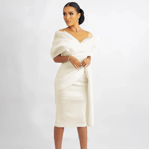 Nuovi Abiti da Sposa Corti 2026, Modello MW658, Senza Spalline, Bianchi, Stile Tubino, Lunghezza al Ginocchio - Product Image 3