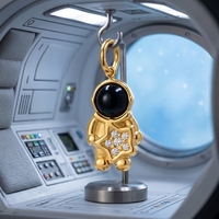Pendentifs et breloques en acier inoxydable plaqué or PVD 18K, motifs ours, chien, bouteille, harpe, trophée, astronaute, animaux mignons et ludiques, DYO, vente en gros