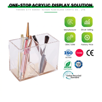 Pot de rangement pour stylos en acrylique avec compartiments, porte-stylos et crayons transparent, organiseur de crayons en acrylique pour bureau