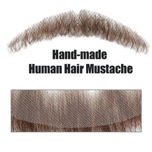 <span class=keywords><strong>Baffi</strong></span> e Barba <span class=keywords><strong>Finti</strong></span> <span class=keywords><strong>Realistici</strong></span> Marroni Fatti a Mano in Capelli Indiani di Grado Remy con Laccio per Costumi Divertenti e Feste in Maschera - Product Image 2