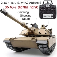 Henglong SJY-3918-1 RC 1/16 Tanque M1A2 Abrams de Metal - Eléctrico, Control Remoto de 150m, Nivel Experto, Uso Interior/Exterior, AA