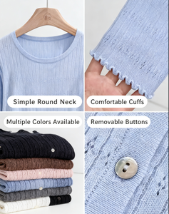 Cardigan en tricot de soleil ouvert en lyocelll bleu 2025 avec robe antidérapante - Product Image 4