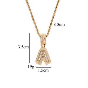 CN262 Collana con Ciondolo Hip Hop in Oro/Argento Placcato con 26 Lettere dell'Alfabeto A-Z, Zirconi AAA Iced Out, Gioielli Bling Bling - Product Image 6