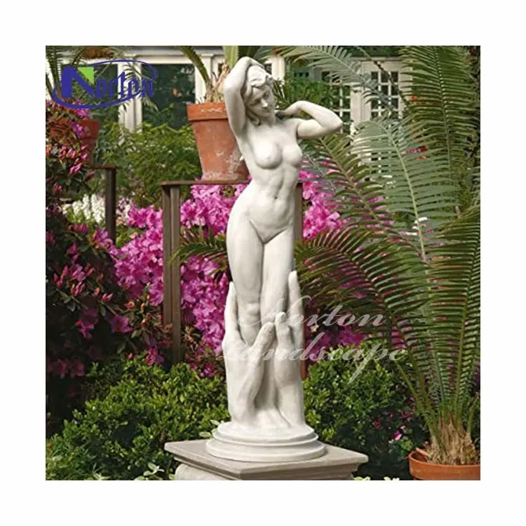 Estatuetas femininas, tamanho da vida do jardim ao ar livre, pedra elegante, sexo nuo, menina, escultura para venda