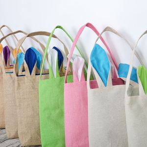 Sac fourre-tout en toile de jute écologique pour œufs de Pâques, 7 couleurs, avec oreilles de lapin - Product Image 1