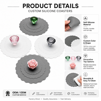 Couvercle et sous-verre en silicone personnalisés OEM avec poignée décorative pour les cafés, les tables à thé à domicile et les cadeaux promotionnels