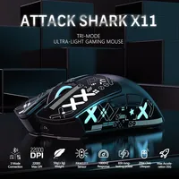 Souris de jeu Trackball ATTACK SHARK X11 RGB avec station de charge magnétique, filaire/2.4G/BT, 22K DPI, ultralégère 59g, 5 boutons, DPI réglable