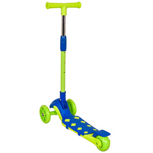 Trottinette à trois roues pour enfants, pliable, réglable en hauteur, avec lumières, pour enfants de 3 à 6 ans, bleu et vert fluorescent - Product Image 3