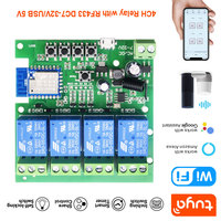 Relais intelligent WiFi Tuya DC7-32V à verrouillage progressif/autobloquant/interverrouillage, module de relais 4 canaux avec RF433 PST-TYWB-4CH