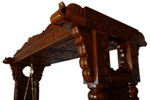 Indian Traditional Swing Jhula Manufacturer Buy Indian Carved Swing in Designer Jali Style Teak Wood Hand Carved Jali Swing USA - Product Image 2