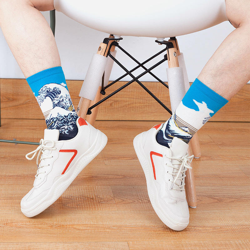 NR Men's Seasons Combed Cotton Knitted Crew Socks New Design Customized Colorful Breathable Anti-odor Casual Socks