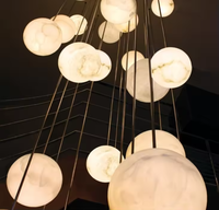 Lustre moderne en albâtre espagnol, suspension en grappe, hauteur réglable, LED, design créatif cloche, pour salon, café, duplex, escalier