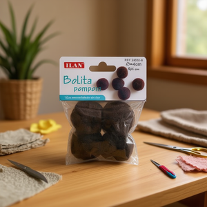 Il Bolita <span class=keywords><strong>Pompon</strong></span> 4.0 Cm Café Fibre de Laine Décorations Artisanales - Product Image 3