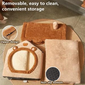 High Quality <b>Plush</b> Solid Modern Pet Bed Small Dog Kennel Detachable Washable Warm Winter <b>Cat</b> House Dog Villa - Product Image 4