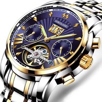 Reloj de Pulsera POEDAGAR 1401 Original para Hombre, Reloj Mecánico Automático con Tourbillon, Resistente al Agua y Luminoso