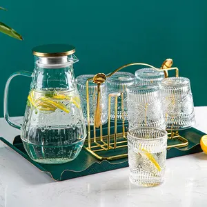 Jarra de agua de vidrio con tapa, gafas de borosilicato, jarra de agua