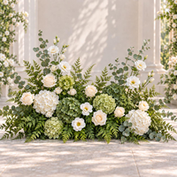 Chemin de table en fleurs artificielles blanches et vertes, en tissu de soie, fait main, réutilisable, résistant à l'eau, décoration de table de mariage