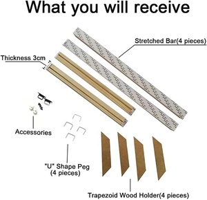 Kit de marco de madera DIY para pintura <span class=keywords><strong>en</strong></span> lienzo, barras de madera natural para estirar cuadros, pintura de diamantes por números, marcos de arte para pared - Product Image 2