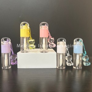 ISMAN Lindo Tubo Transparente de 4ml para Brillo Labial Infantil con Cepillo Grande, Envase Redondo Color Macaron para Bálsamo Labial con Llavero de Oso - Product Image 4