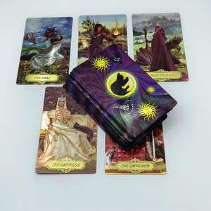 Cartas de <span class=keywords><strong>Tarot</strong></span> holográficas de lámina de oro personalizadas, naipes de primera calidad con diseño único, impresión personalizada de cartas de <span class=keywords><strong>Tarot</strong></span> - Product Image 1