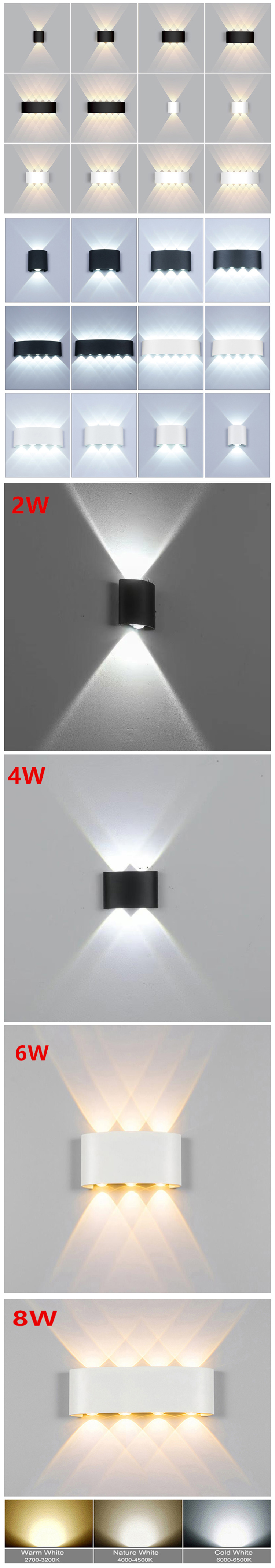Modern Ip65 Outdoor Garden External Balcony Waterproof 12W Aluminum RGB LED Up down Wall Light