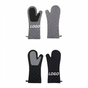 Gants de cuisine personnalisés résistants à la chaleur, à manches longues, en coton, avec isolation en silicone anti-brûlure, pour la cuisine quotidienne, la maison et les restaurants - Product Image 1