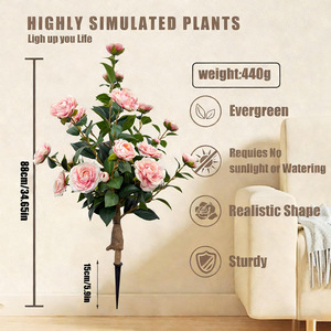 Cross-border Artificial Flowers Bionic Tea Camellia Rose <b>Tree</b> Indoor Floor Ornament Wedding Roses Bouquet Wedding - Product Image 5
