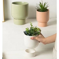 Nouveau design Pots de plantes en céramique de jardin en terre cuite Pot de fleur de bonsaï de bureau extérieur avec plateaux pour la décoration intérieure espace de chambre d'enfant