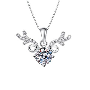 Collier en argent sterling S925 serti de diamants et de moissanite, pendentif cerf pour femme, design minimaliste, chaîne maille forçat, bijoux de voyage - Product Image 5