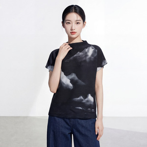 Nueva Colección Verano 2026, Top Plisado Miyake, Camiseta de Manga Corta con Estampado Elegante e Informal para Mujer, Venta al Por Mayor - Product Image 2