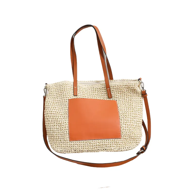 Personalized Summer Beach Straw Tote Bag Ins Retro Woven Holiday Wind Straw Braided handBag