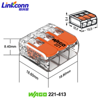 Connecteur de câblage à 3 pôles à branchement rapide 221-413 WAGOS pour câblage, connecteur de borne 4 mm, 450 V 32 A avec certification US CE