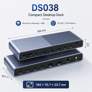 Station d'accueil <span class=keywords><strong>Thunderbolt</strong></span> <span class=keywords><strong>4</strong></span> 15-en-1 40 Gbps 8K+60Hz 90W PD USB 10 Gbps Gigabit Ethernet Aluminium Audio 3,5 mm TF/SD En stock - Product Image 5