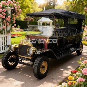 Coche Turístico Clásico Vintage Eléctrico de Alta Gama con 3 Filas de Asientos Negros y 4 Ruedas - Product Image 5