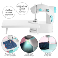 Kit de machine à coudre électrique portable mini pour débutants, cadeau pour enfants avec guide, table d'extension, échantillons de tissus