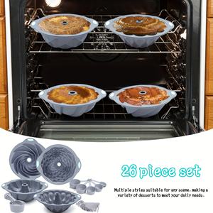 26 buah Set peralatan kue silikon kecil, alat memanggang perlengkapan dapur sendok ukur Muffin cetakan kue persegi panjang - Product Image 5