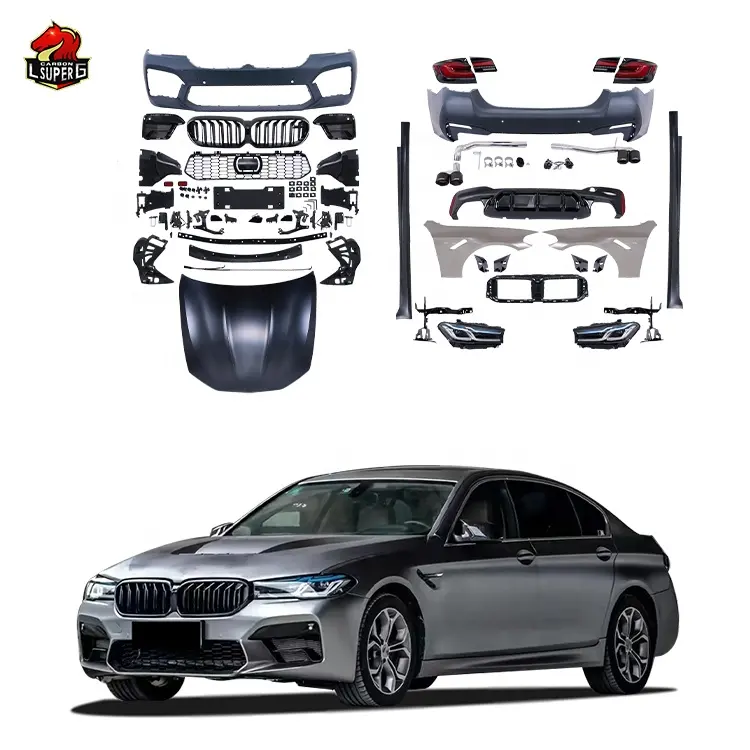 Car bumper F10 upgrade to G30 LCI 2022 M5 headlights Taillights Hood Grille body kit For BMW F10 2012-2017 bodykit