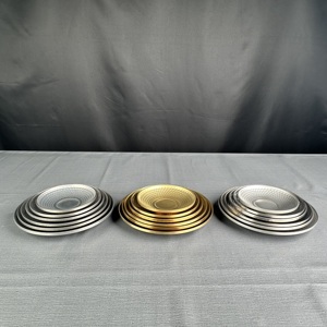 Piatto con motivo diamantato a doppio strato in acciaio inossidabile per uso alimentare antiscivolo facile da pulire cucina uso commerciale Design classico - Product Image 1