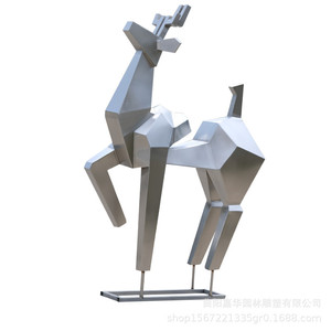 Escultura Abstracta de Ciervo en Acero Inoxidable, Decoración Geométrica para Jardín Exterior, Montaje en Suelo, Paquete de Varias Piezas - Product Image 5