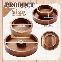 Cuencos de madera de acacia con almacenamiento magnético para conchas, cuenco de madera de doble capa de madera de pistacho