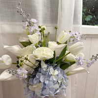Fleurs artificielles de mariage faites à la main, réalistes, douces, style Ins, fraîches et chics, blanches, bleues, violettes, style coréen, légères, pour le voyage