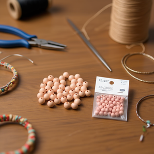 ILAN Abalorios Perline in legno rosa da 10 mm 40 pezzi per la creazione di gioielli - Product Image 3