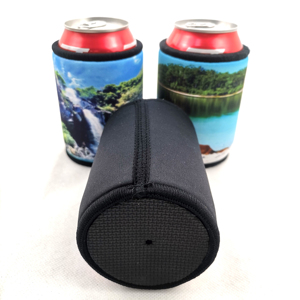 Sublimation Neoprene Tube Bottle <strong>Holder</strong> and <strong>Stitched</strong> Top Can Bottom Have Glued Can Cooler with Rubber Bottom - Product Image 3