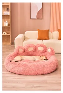 Weiches und flauschiges Kunstfell-Katzenkissen, Hundebett, Haustier-Sofa, niedliche Bärenpfotenform, bequemes und komfortables Haustierbett für Katzen und Hunde - Product Image 2
