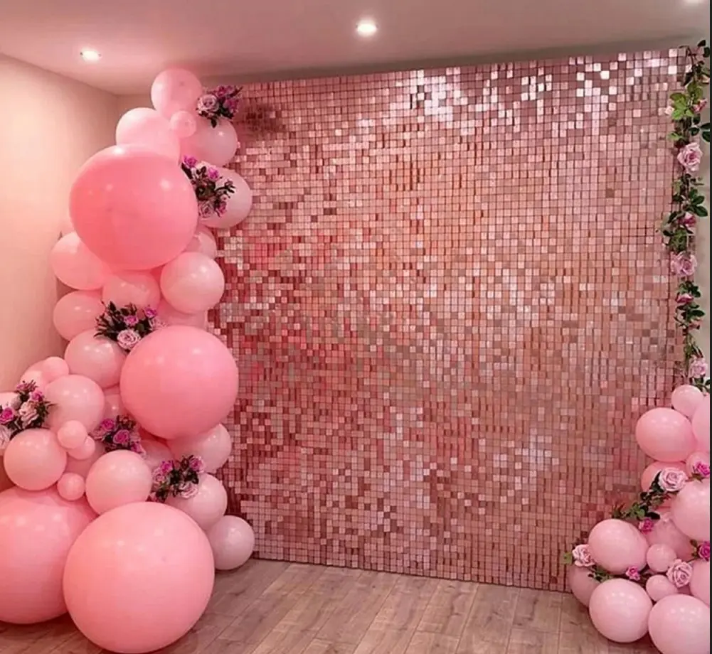Best Party Decor Pink Wedding Shimmer Wall Backdrop Panels for Party Wedding, Anniversary, Birthday, Engagement Parties