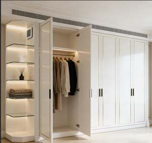 Armoire en bois moderne avec détails sculptés et design écologique, grande capacité, meubles de chambre à coucher pour vêtements - Product Image 3