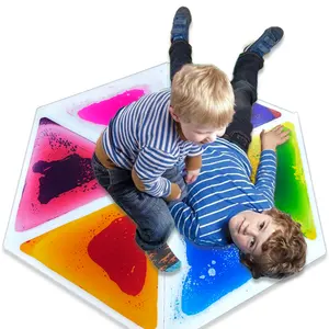 Bayi tidak beracun dinamis cairan lantai warna gel seni lantai taman kanak-kanak permainan ruang sensorik ubin vinil cair tikar bermain