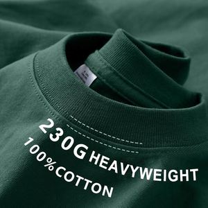 เสื้อยืดเปล่าเนื้อหนัก 230 กรัม พิมพ์ลายโลโก้แบบ DTG ผ้าฝ้าย 100% ทรงไหล่ตก สไตล์สตรีทแวร์ เสื้อยืดลายกราฟิกสำหรับผู้ชาย - Product Image 1