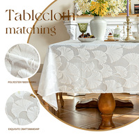 Nouvelle Nappe Rectangulaire de Luxe en Polyester Anti-Poussière, Motif Ginkgo, pour la Maison, la Salle à Manger et la Table Basse